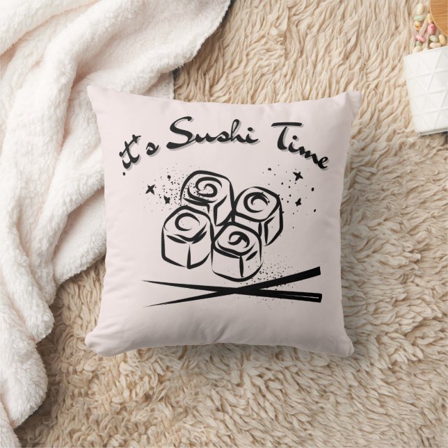 It's Sushi Time Throw Pillow (Blanket)