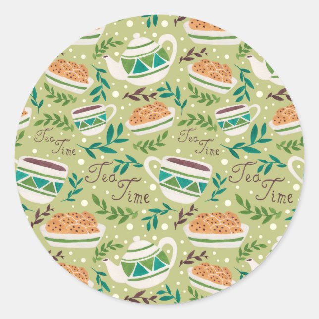 It's Tea Time Classic Round Sticker (Front)