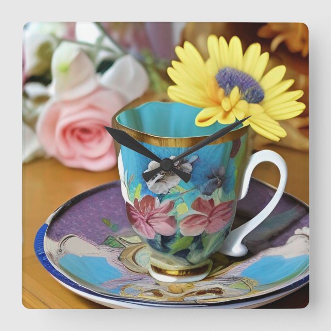 It's Tea Time  Square Wall Clock (Front)