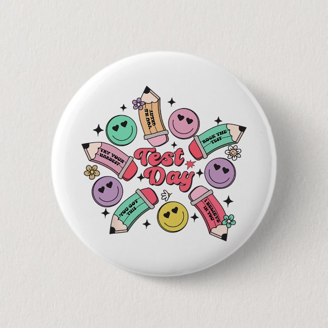 It's Test Day Yall Teacher Team State Testing Wome 2 Inch Round Button (Front)