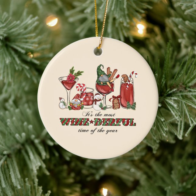 It's the Most Wine-derful Time Ceramic Ornament (Tree)