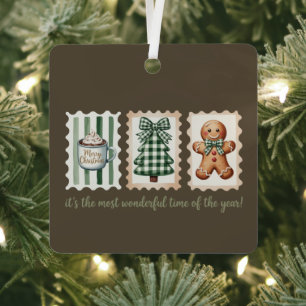 It's The Most Wonderful Time Christmas Gingerbread Metal Ornament