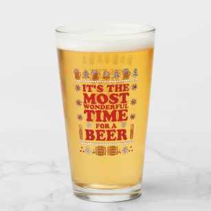 Its the most wonderful time Christmas holiday beer Glass