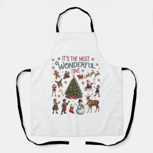 It's The Most Wonderful Time Christmas Vintage Apron