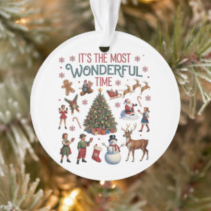 It's The Most Wonderful Time Christmas Vintage  Ornament