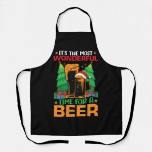 Its The Most Wonderful Time For A Beer Santa  Apron
