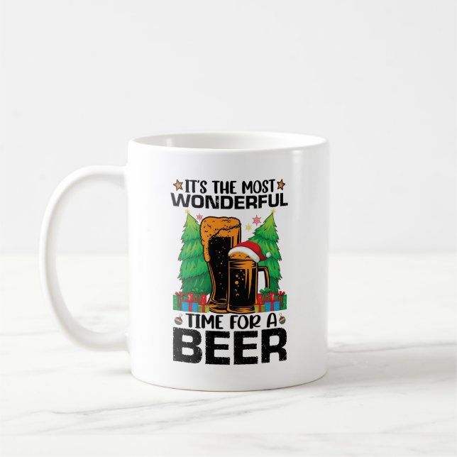 Its The Most Wonderful Time For A Beer Santa  Coffee Mug (Left)
