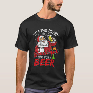 Its The Most Wonderful Time For A Beer Santa Funny T-Shirt