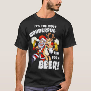 Its The Most Wonderful Time For A Beer Santa Funny T-Shirt