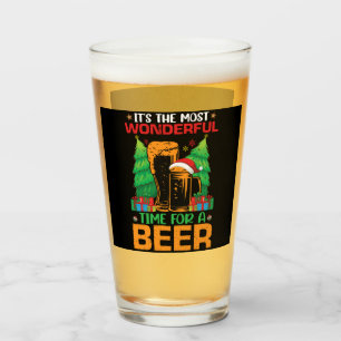 Its The Most Wonderful Time For A Beer Santa  Glass