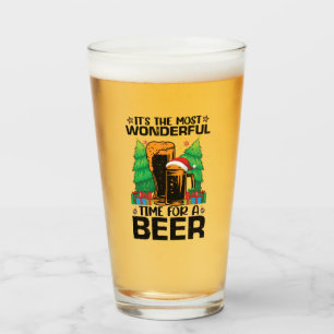 Its The Most Wonderful Time For A Beer Santa  Glass