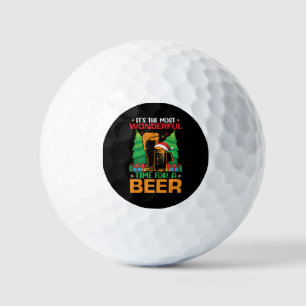 Its The Most Wonderful Time For A Beer Santa  Golf Balls