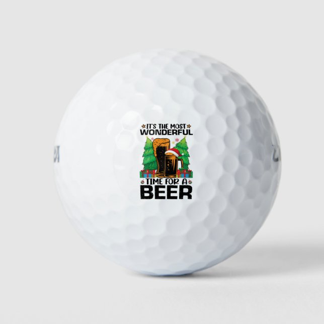 Its The Most Wonderful Time For A Beer Santa  Golf Balls (Front)