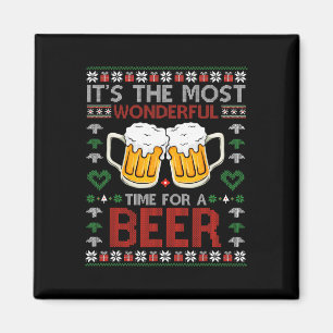 It's The Most Wonderful Time For A Beer Santa Hat  Magnet