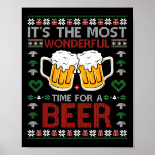 It's The Most Wonderful Time For A Beer Santa Hat Poster