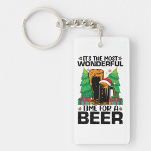 Its The Most Wonderful Time For A Beer Santa  Keychain