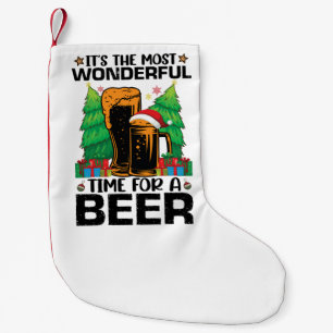 Its The Most Wonderful Time For A Beer Santa Small Christmas Stocking