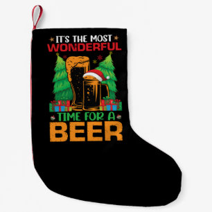 Its The Most Wonderful Time For A Beer Santa  Small Christmas Stocking