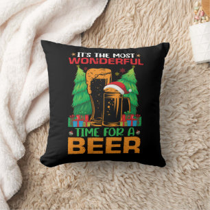 Its The Most Wonderful Time For A Beer Santa  Throw Pillow