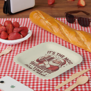 It's The Most Wonderful Time For A Beer Santa Xmas Paper Plate