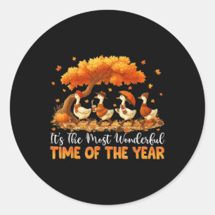 Its The Most Wonderful Time Of The Year Autumn Fal Classic Round Sticker