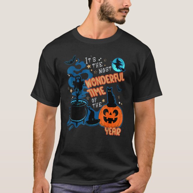 It's The Most Wonderful Time Of The Year Black Cat T-Shirt (Front)