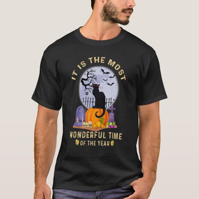 It's The Most Wonderful Time Of the Year Black Cat T-Shirt (Front)