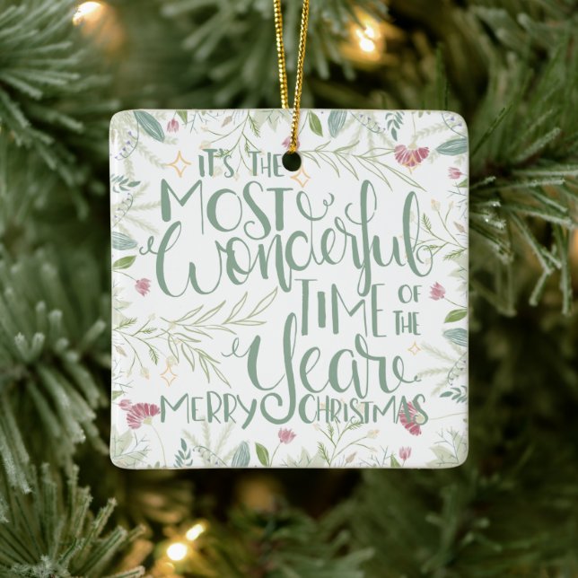 It's The Most Wonderful Time of the Year Christmas Ceramic Ornament (Tree)