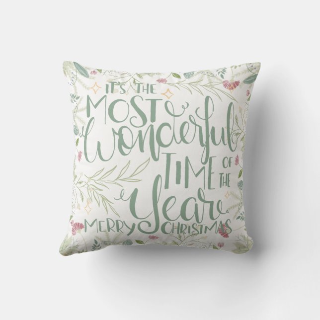 It's The Most Wonderful Time of the Year Christmas Throw Pillow (Back)
