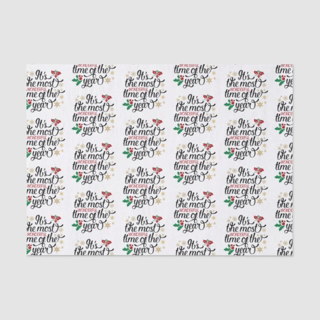 It's The Most Wonderful Time Of the Year Christmas Tissue Paper (Front)