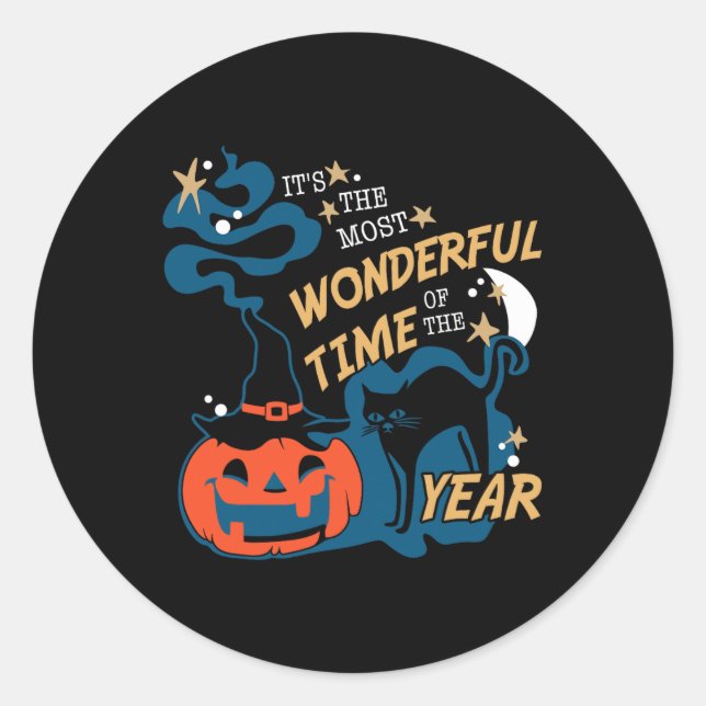 It's The Most Wonderful Time Of The Year Halloween Classic Round Sticker (Front)
