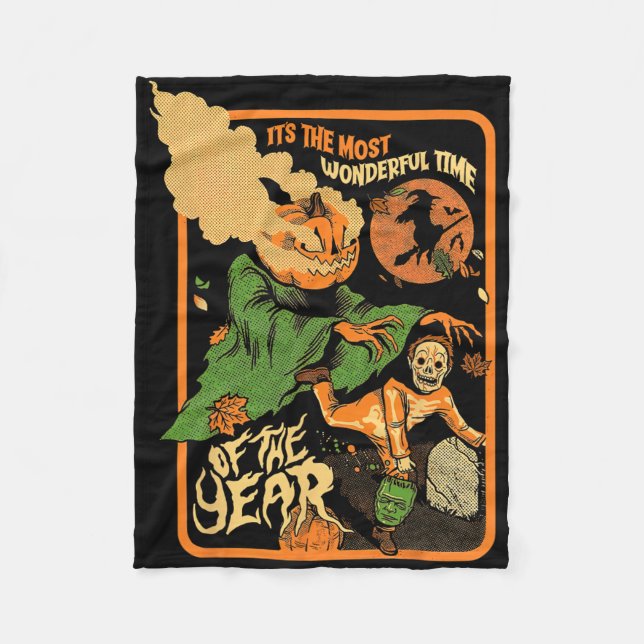 It's The Most Wonderful Time Of The Year Halloween Fleece Blanket (Front)