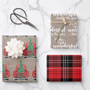 It's the Most Wonderful Time of the Year Plaid  Wrapping Paper Sheet