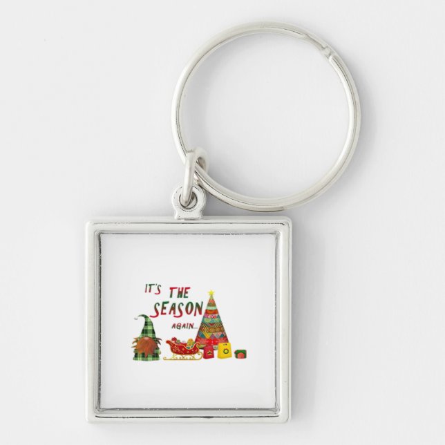 Its The Season Again Christmas Gnome Keychain (Front)