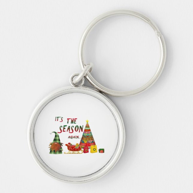 Its The Season Again Christmas Gnome Keychain (Front)