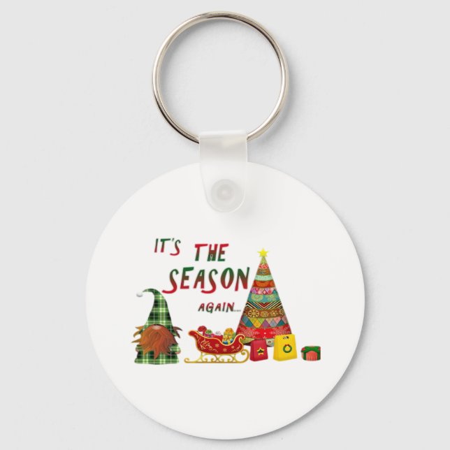 Its The Season Again Christmas Gnome Keychain (Front)