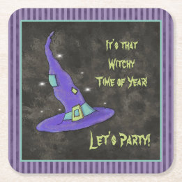 It's the Witching Time Of Year Halloween Square Paper Coaster