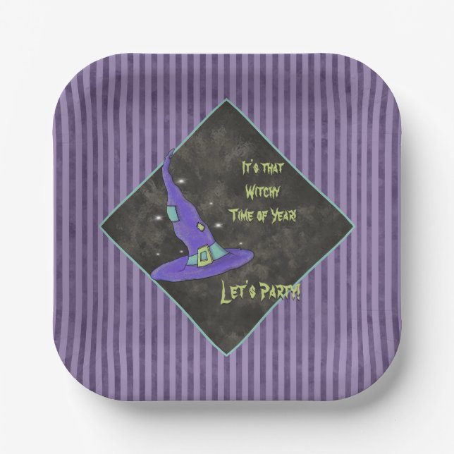 It's the Witching Time Of Year Halloween Square Paper Plate (Front)
