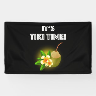 It's Tiki Time! Tropical Island Tiki Bar Banner