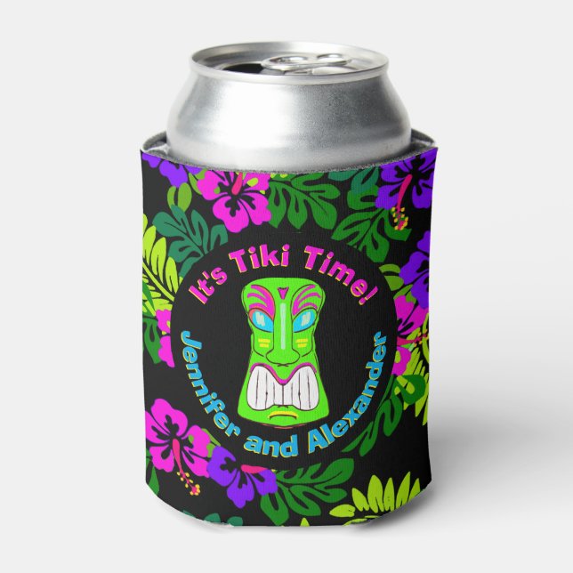 "It's Tiki Time" with Names Can Cooler (Can Front)