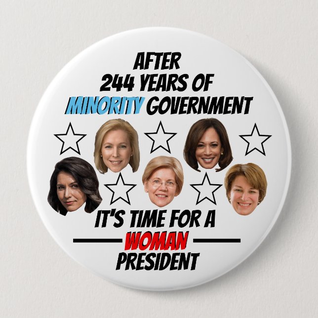 It's Time foer a WOMAN President 4 Inch Round Button (Front)