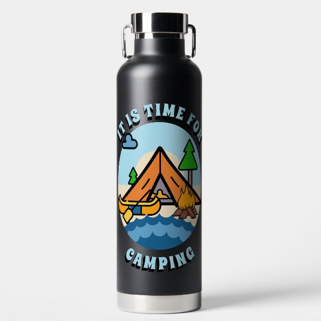 It's Time for Camping Personalized Water Bottle (Front)