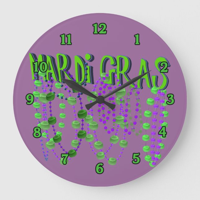 It's Time for Mardi Gras!  Wall Clock (Front)