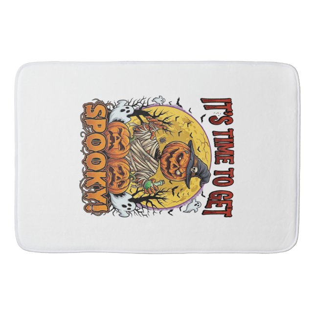 Its Time Get Spooky Halloween Pumpkin Mummy Ghosts Bath Mat (Front)