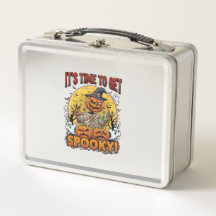 Its Time Get Spooky Halloween Pumpkin Mummy Ghosts Metal Lunch Box