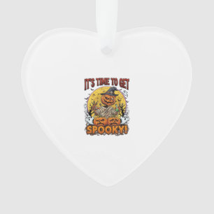 Its Time Get Spooky Halloween Pumpkin Mummy Ghosts Ornament