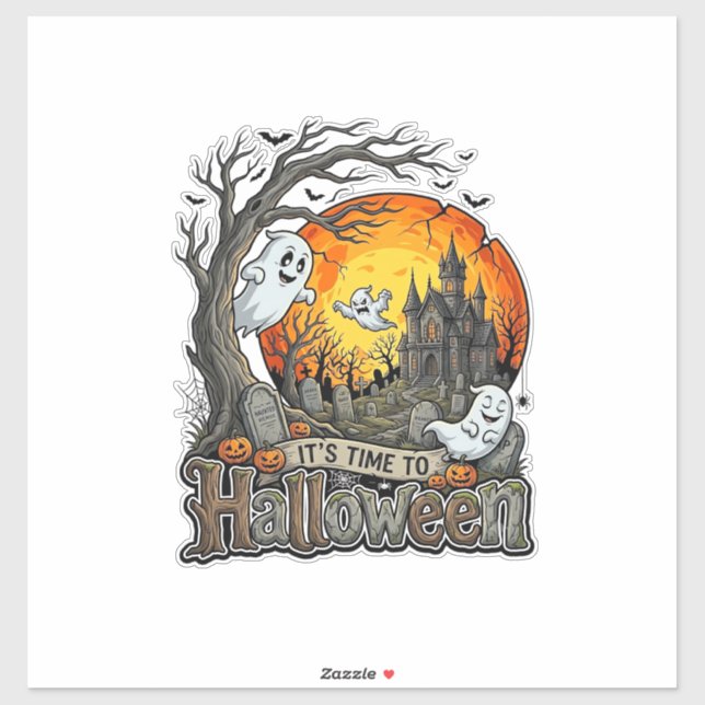 Its Time Halloween Haunted House Graveyard Spooky  (Sheet)