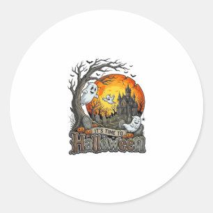 Its Time Halloween Haunted House Graveyard Spooky  Classic Round Sticker