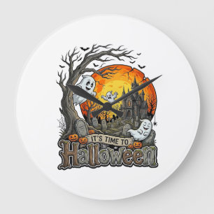 Its Time Halloween Haunted House Graveyard Spooky  Large Clock