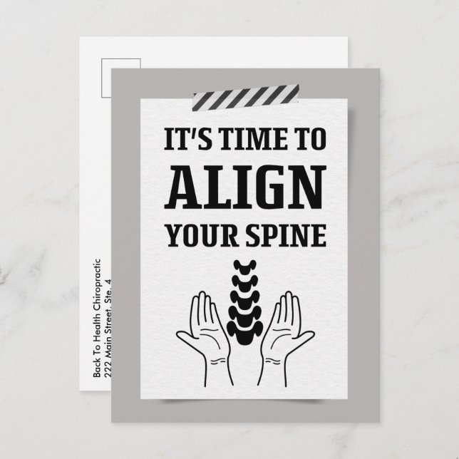It's Time To Align Your Spine Note Chiropractic Postcard (Front/Back)